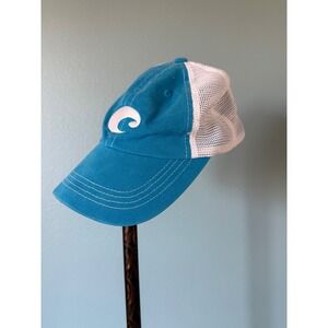 Costa Del Mar Trucker Hat Turquoise Blue White Mesh Snapback Baseball Cap Logo